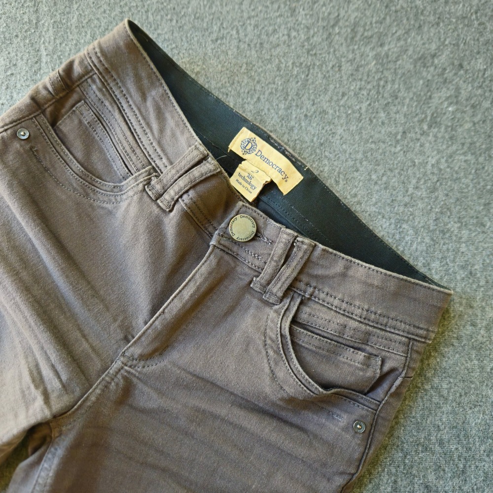 Democracy Ab Technology Skinny Pants Gray Taupe Womens Size 2 Slimming Stretch